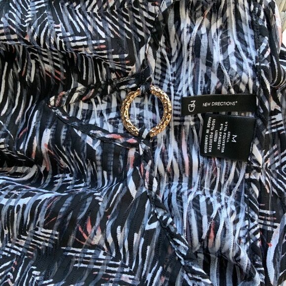 NEW DIRECTIONS 2 PIECE TOP M BLACK MULTI COLORS ABSTRACT POLY BLEND OFFICE WEAR - Picture 11 of 13